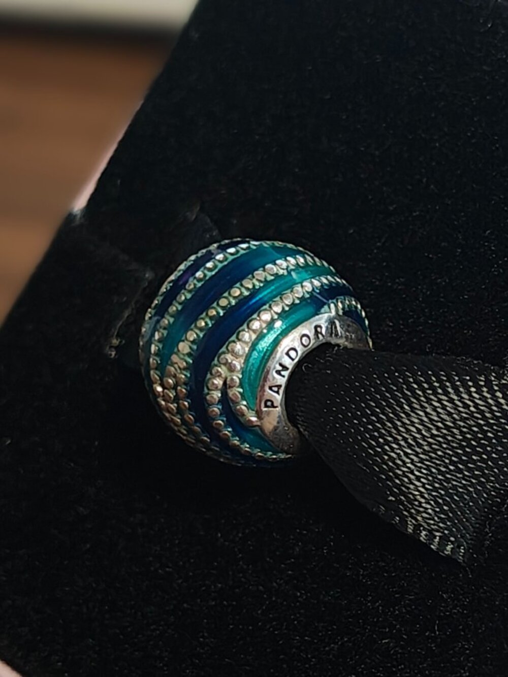 Authentic Pandora Blue Swirls Charm 797012ENMX Retired Enamel - Picture 5 of 9